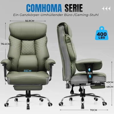 Zdjęcie produktu dla Ergonomiczne krzesło biurowe - krzesło gamingowe - krzesło do pracy - krzesło robocze - krzesło obrotowe - wyjątkowo wytrzymałe, do 180 kg