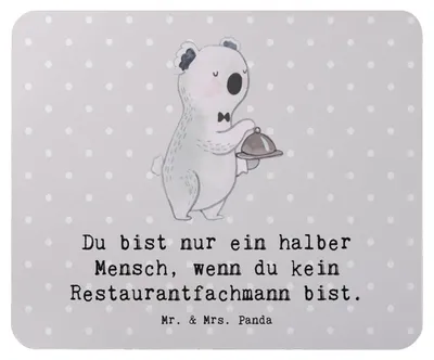 Produktbild von Mr. & Mrs. Panda Mouse Pad Restaurantfachmann Herz - Grau Pastell - Geschenk, Mousepad, mausteppich, mauspad laptop, Restaurant, Ausbildung, Spruch, Kellner