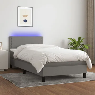 Produktbild von Boxspringbett mit Matratze & LED Dunkelgrau 90x190 cm Stoff , Klassische Betten Design 2024