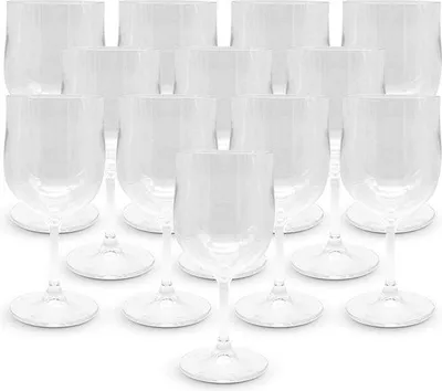 Image de Lot de 12 verres à vin transparents en polycarbonate de 300 ml