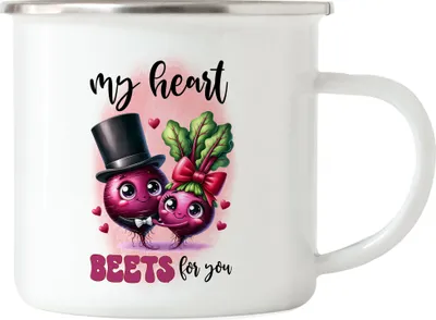 Produktbild von My Heart Beets for You Lustige Emaille Tasse Geschenk für Rote-Bete Liebhaber Valentinstag