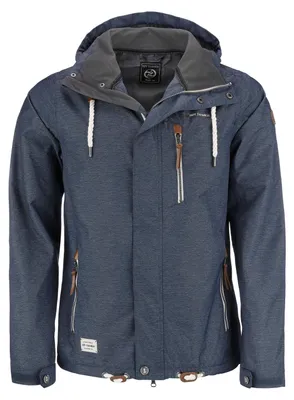Produktbild von Dry Fashion Herren Funktionsjacke Husum – Outdoor Jacke Herren Reißverschluss Jacke Atmungsaktiv Winddicht Wasserdicht in Navy Melange Größe S