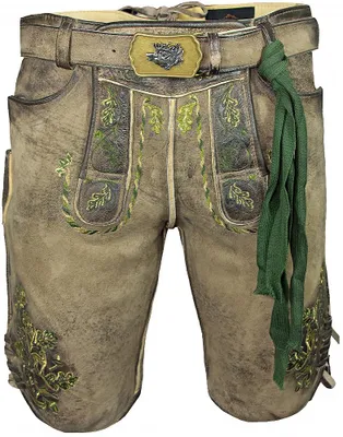 Produktbild von MADDOX Kurze Herren Lederhose Hartsee mit Gürtel | Erde Gold Größe: 56