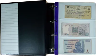 Image de Album de collection XL pour 28 billets Mix, justificatifs : 1, 2, 3, 4 poches sur chaque pochette, 10 pochettes et intercalaires.
