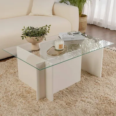 Immagine prodotto di Azriel - Tavolino da Salotto, 105x65x40h cm Bianco, Portariviste