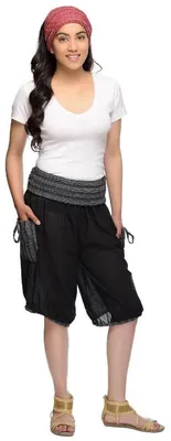 Produktbild von Haremshose Shorts Bermuda Jogginghose Sweathose Freizeithose Trainingshose gesmokt Varkala Damen : schwarz Farbe: Schwarz Größe: Einheitsgröße