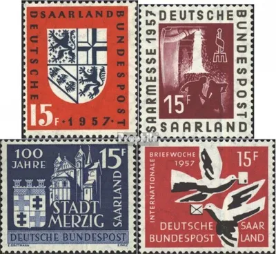 Produktbild von Briefmarken Saarland 1957 Mi 379,400,401,408 (kompl.Ausg.) postfrisch Eingliederung des Saarlandes in die BRD
