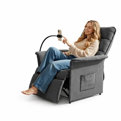 Produktbild von FLEXISPOT Elektrischer Relaxsessel mit Handyhalterung, ergonomischer Liegesessel mit Liegefunktion, Fernsehsessel bis 200kg belastbar, Dunkelgrau