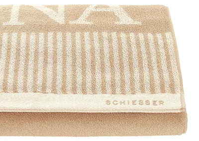Zdjęcie produktu dla Ręcznik do sauny SCHIESSER Rom | Dwukolorowy | 100% bawełna | Miękki i dobrze chłonny | 75x200 cm | Beżowy