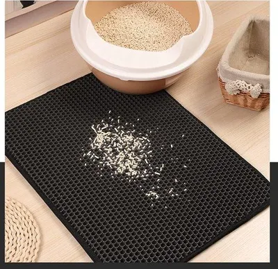 Productafbeelding van Famanu kattenbakonderlegger - 100% natuurlijke vezels, honingraatstructuur (zwart, 75 cm x 55 cm)