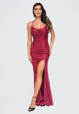 Produktbild von LARICA Kleid Maxi Cowl Neck Eleganz LA-OM-DLR419 burgundy L