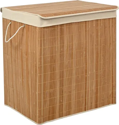 Obrázek produktu pro BEGRYF Koš na prádlo z bambusu 60x40x61,5 cm Koš na prádlo s víkem a držadly do koupelny