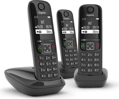 Produktbild von Gigaset AS690 Trio Schwarz DECT Schnurloses Telefon mit Anrufer-ID und 2" Display
