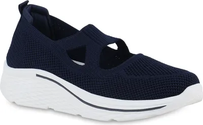 Produktbild von VAN HILL Damen Slip Ons Sportschuhe Sportliche Strick Profil-Sohle Schuhe 841667, Farbe: Dunkelblau, Größe: 38