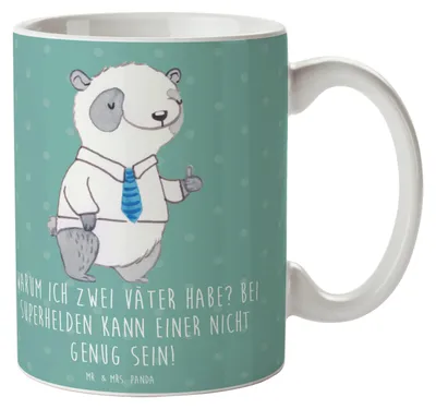 Produktbild von Mr. & Mrs. Panda Geschenktasse Superhelden Stiefvater - Meeresbrise - Geschenk, Becher, Superheld, Keramiktasse, Pott, Trinkbecher, Unterstützung, Geschenke, Tasse, Liebe