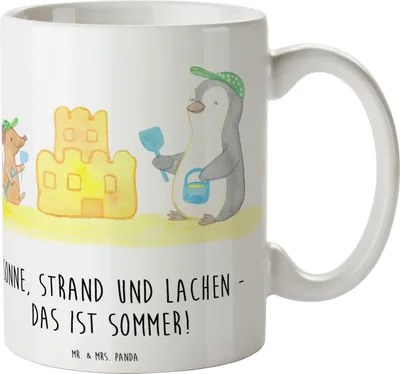 Produktbild von Mr. & Mrs. Panda Kaffeetasse Sommerfreude - Weiß - Geschenk, schöne tasse, kaffeebecher bedruckt, cappuccinotasse, Sommer, Sommermomente, Sommerferien, Strand, Motive