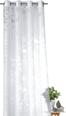 Produktbild von heimtexland ® Ösenschal Deko Vorhang Fensterdekoration Vogel Ausbrenner Gardine Typ699 Natur HxB 160 x 140 cm