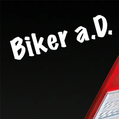 Produktbild von Auto Aufkleber BIKER a.D. außer Dienst Motorrad Bike 19x4,2 cm Weiss Matt Sticker Heckscheibenaufkleber