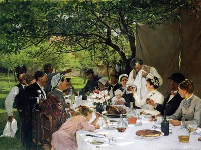 Obrázok produktu pre Albert Auguste Fourié Art Print Obraz - Svadobná hostina v Yporte, 1886 (60 x 80 cm)