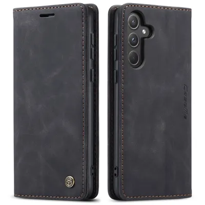 Produktbild von Galaxy A55 Hülle, Retro Kunstledertasche mit Standfunktion Schutzhülle für Samsung Galaxy A55 5G Schwarz