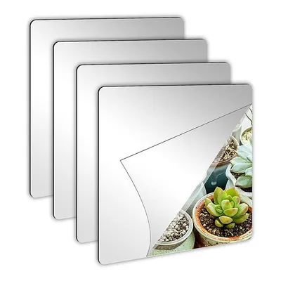 Produktbild von Spiegel-Wandsticker 4 Stück, dekorativer Acrylspiegel, selbstklebende Spiegelpaneele zur optischen Raumvergrößerung – ReflectMirror