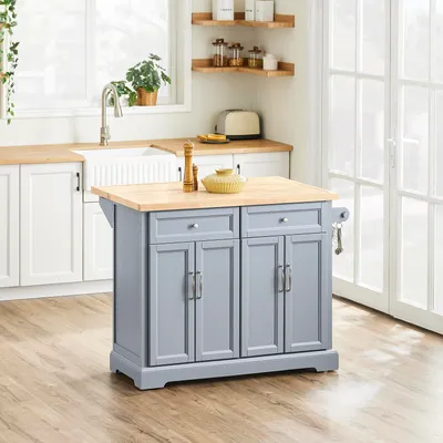 Image de SoBuy Îlot de cuisine Modulaire avec 2 tiroirs Gris Moderne FKW71-HG