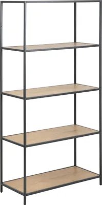 Produktbild von OXM Offenes Bücherregal für das Wohnzimmer in Barcelona Papier Matt Wildeiche Rauh / Metall Matt Schwarz Rauh Pulverbeschichtet
