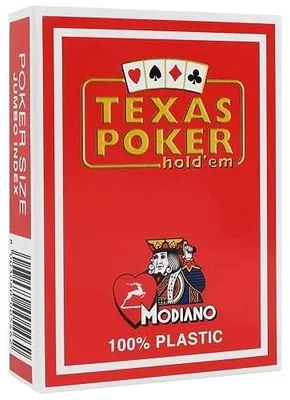 Zdjęcie produktu dla Karty pokerowe jumbo plastikowe czerwone wodoodporne zestaw 55 szt.