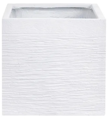Produktbild von BELIANI Blumentopf Weiß Lehmfaser 30 x 30 x 28 cm Quadratisch Modernes Design Großer Balkontrog Blumenkübel Übertopf Blumentrog Indoor & Outdoor