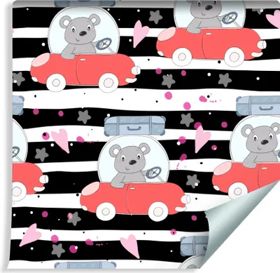 Produktbild von 10m VLIES TAPETE Rolle Kinderzimmer Bären Autos Kugeln Streifen Reise XXL