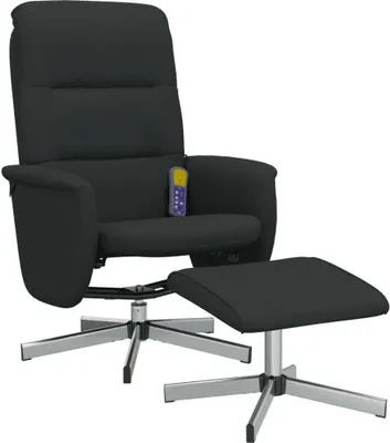 Obrázok produktu pre Masážne sklápacie kreslo s podnožkou čierne látka