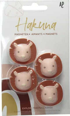 Produktbild von Atelier Pierre Hakuna Löwen Magnolia Magnete 4 Stück | Atelier Pierre