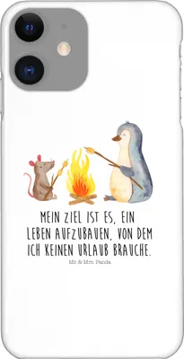 Produktbild von Mr. & Mrs. Panda Iphone 11 Handyhülle Pinguin Lagerfeuer - Weiß - Geschenk, Maus, Feuer, Cover, XS, Handy Schutzhülle, Job, Liebe, Arbeit, XR