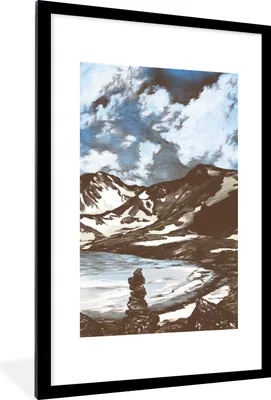 Produktbild von MuchoWow® MuchoWow® Gerahmtes Poster Berg - Meer - Himmel 60x90 cm - Poster mit zchwarzem Bilderrahmen - Dekoration - Wandposter Wohnzimmer - Hochwertig