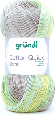 Image de Gründl Coton Quick Batik Fil 260 m 100 g Coton Crochet Tricot Laine Naturel/Turquoise/Jaune/Vert