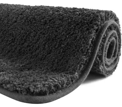 Image de Tapis de bain 120 cm x 70 cm, antidérapant, lavable en machine, doux, absorbant, moelleux, en microfibre, gris foncé, réutilisable