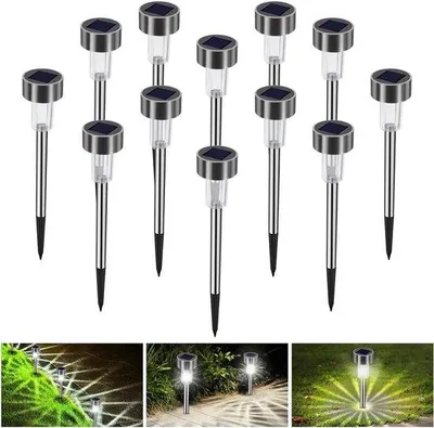 Zdjęcie produktu dla Zestaw lamp solarnych – 12 sztuk wodoodpornych lamp LED do ogrodu i na taras