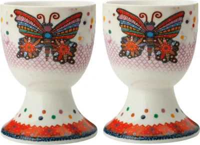 Produktbild von Maxwell & Williams Smile Style Eierbecher 2er-Set Flutter, Geschenkbox, Porzellan, DX0471