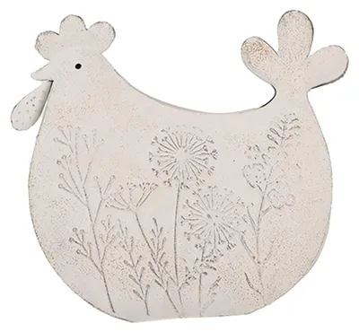 Produktbild von Clayre & Eef Figur Huhn 15x6x14 cm Weiß Metall