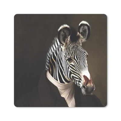 Produktbild von MuchoWow® Mauspad Mousepad Zebra - Porträt - Kleidung 20x20 cm - Mousepads - Maus Mat - Pad - Mausunterlage - Desk Mat - Bureauartikeln