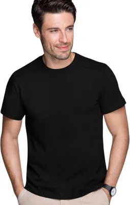 Produktbild von Dekoriertes Herren-T-Shirt, 95% Baumwolle, 5% Elasthan, unbedruckt, einfarbig, 180g/m2, Farbe schwarz, Größe L