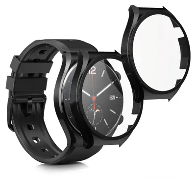Produktbild von kwmobile 2x Glas Hülle für Xiaomi Watch S1 Schutzhülle - Fullbody Fitnesstracker Case Set aus Glas - Schwarz Schwarz