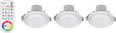 Image de Lampe LED encastrée JEDI Lighting iDual Argon 7,3W Lampe encastrée Set de 3 couleurs Changement de couleur Télécommande Rond Verre