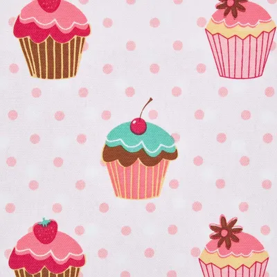 Obrázek produktu pro HOMESCAPES Cupcakes Bavlněná látka - vzor Cupcake, metráž, šířka 150 cm