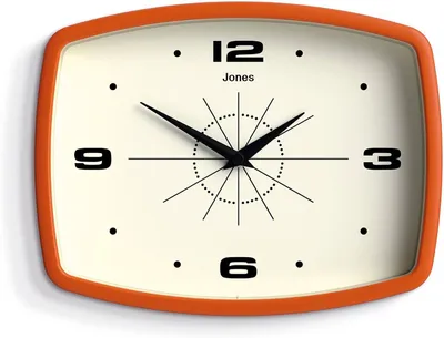 Obrázek produktu pro Nástěnná hodinová skříňka | Obdélníková retro hodiny | 25 cm | Oranžová | Stylový design v retro stylu, ideální do kuchyně, obývacího pokoje nebo kanceláře