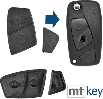 Produktbild von Auto Schlüssel Tasten Set 2X Tastenfeld kompatibel mit 2 Tasten FIAT Klapp Schlüssel Schwarz