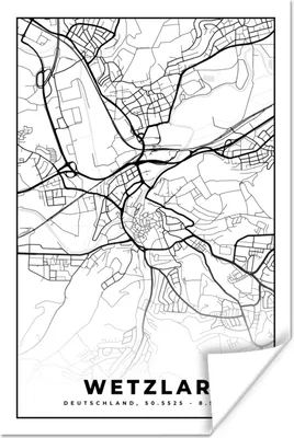 Produktbild von MuchoWow® Poster Wetzlar - Karte - Stadtplan 120x180 cm - Kunstposter