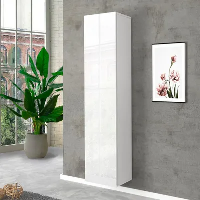 Produktbild von Design-Garderobenschrank für den Eingangsbereich mit 5 Fächern in Hochglanz Weiß Joy Wardrobe