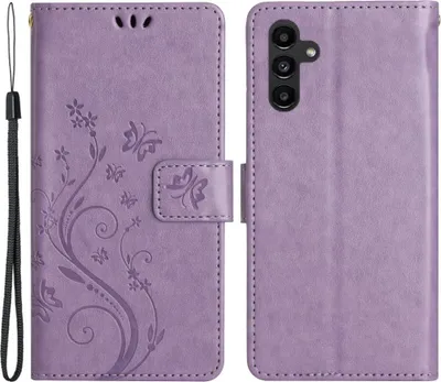 Produktbild von Samsung Galaxy A54 Hülle - Coverup Blumen & Schmetterlinge Klapphülle - Lila
