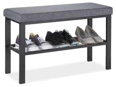 Sitzbank mit Schuhregal, 1 Fach, 50,5x81x32 cm, schwarz/grau